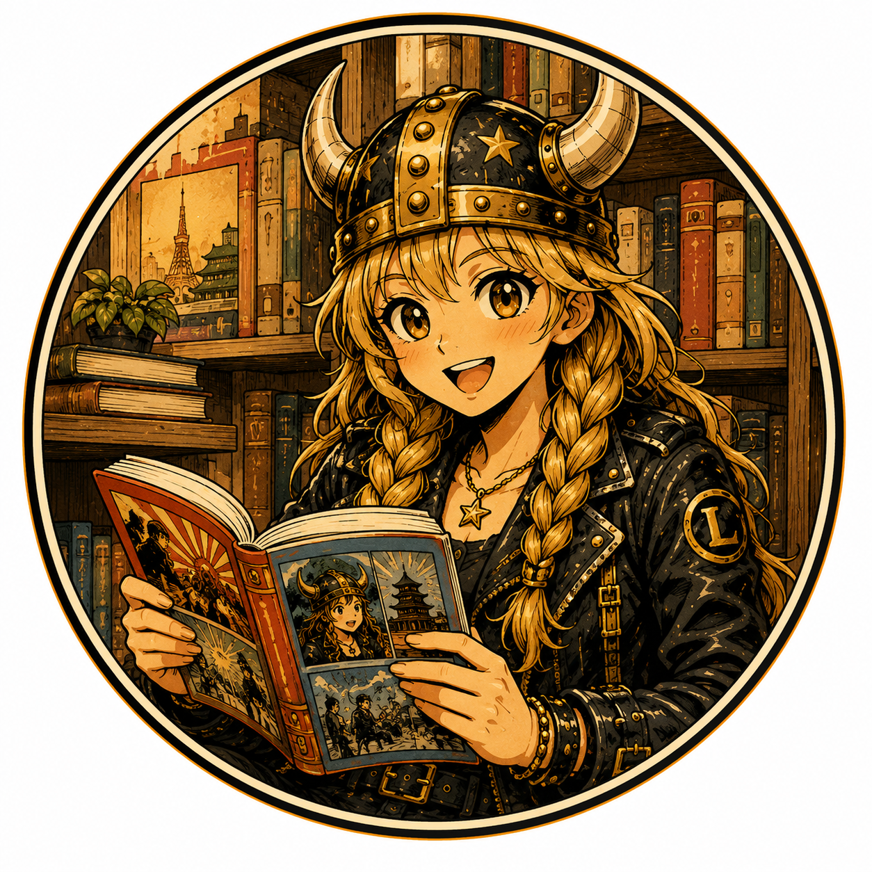 Lucy reading a comic for Books and Comics.