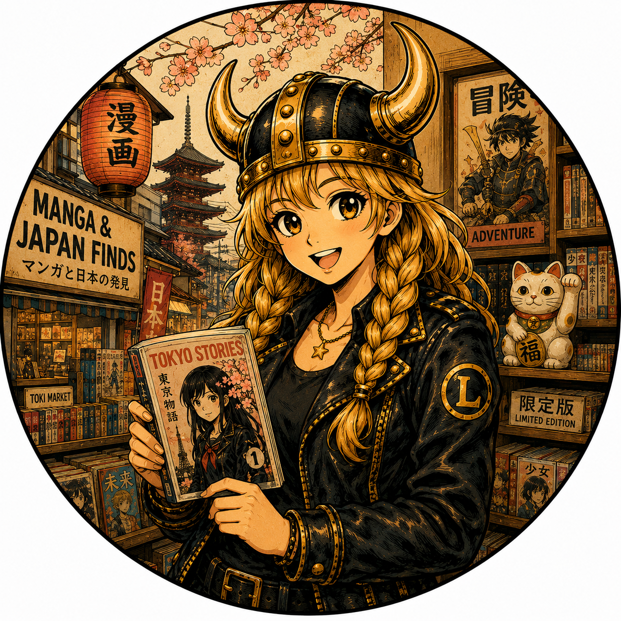Lucy holding a manga book for Manga and Japan Finds.